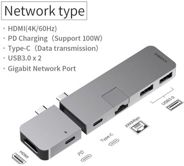 Hagibis USB-C Hub Adapter Type C Naar Hdmi Compatibel Usb 3.0 RJ45 Gigabit Ethernet Sd/Tf Pd Lading Voor macbook Pro/Air Samsung S10 Network type