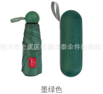Hagu Capsule Paraplu 50% Off Uv Bescherming Ultra Licht Mini Zonnescherm Zonnescherm Paraplu groen