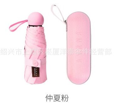 Hagu Capsule Paraplu 50% Off Uv Bescherming Ultra Licht Mini Zonnescherm Zonnescherm Paraplu roze