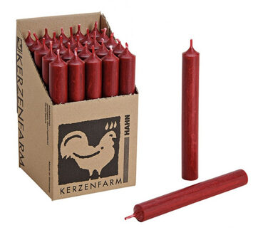 Hahn Dinerkaarsen - Donkerrood - 25x - 18 cm - sfeer - 7 branduur - Dinerkaarsen