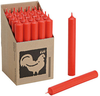 Hahn Dinerkaarsen - Rood - 25x stuks - 18 cm - sfeer kaarsen - 7 branduren