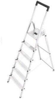 Hailo L40 huishoudtrap - aluminium - 6 treden Zilverkleurig