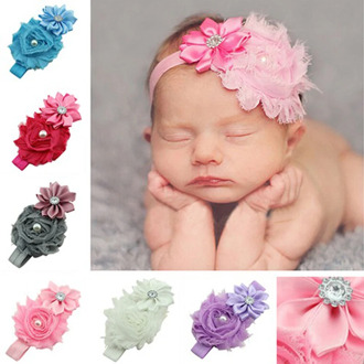 Hair Accessories Lovely Baby Headband Fake Flower Nylon Hair Bands For Kids Artificial Floral Elastic Head Bands Headwear