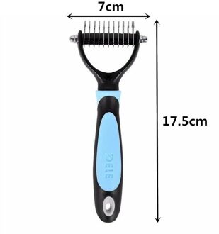 Hair Removal Comb for Dogs Cat Detangler Fur Trimming Dematting Deshedding Brush Grooming Tool for Matted Long Hair Curly Pet blauw