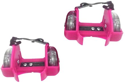Hak Wiel Rolschaatsen Attachable Schoen Trainer Rollerskate Wielen Katrol Voor Kids Jongens Meisjes Met Led-verlichting roze