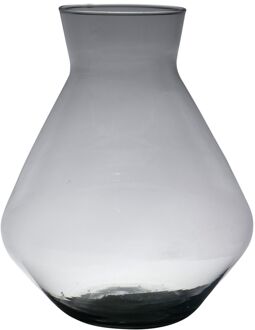 Hakbijl glass Bloemenvaas Alexandra - transparant zwart - eco glas - D19 x H25 cm - smoke glas - Vazen