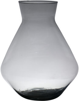 Hakbijl glass Bloemenvaas Alexandra - transparant zwart - eco glas - D19 x H25 cm