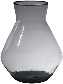 Hakbijl glass Bloemenvaas Alexandra - transparant zwart - eco glas - D25 x H30 cm - smoke glas