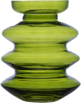 Hakbijl glass Bloemenvaas Aline - groen transparant - glas - D16 x H25 - decoratie