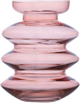 Hakbijl glass Bloemenvaas Aline - roze transparant - glas - D16 x H25 - decoratie