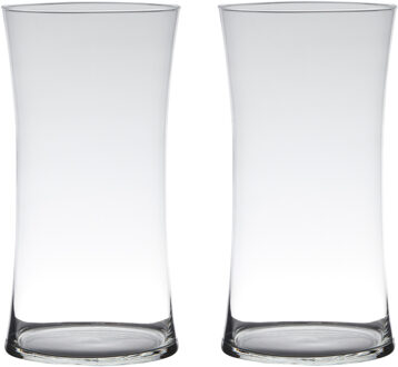 Hakbijl Glass Bloemenvaas/boeket vaas - Set van 2x stuks - transparant glas - 40 x 15 cm