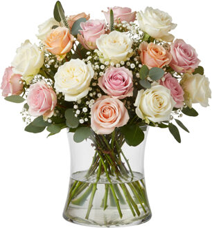 Hakbijl glass Bloemenvaas / boeket vaas - transparant glas - 15 x 15 cm