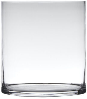 Hakbijl glass Bloemenvaas - cilinder vorm - glas - transparant - D25 x H30 cm
