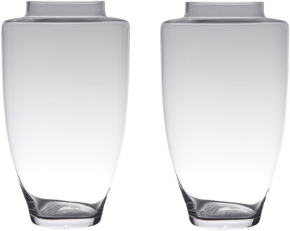 Hakbijl glass Bloemenvaas de luxe - Set van 2x stuks - transparant - glas - H60 x D35 cm - Bloemen /