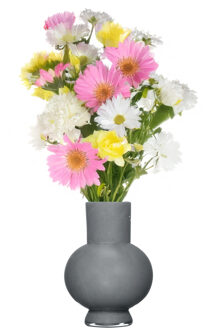 Hakbijl glass Bloemenvaas Deborah - Donker Grijs- glas - D20 x H 26 cm