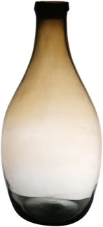 Hakbijl glass Bloemenvaas Luna Elegance - transparant amber glas - D19 x H37 cm - sierlijk flessenhals model