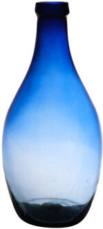 Hakbijl glass Bloemenvaas Luna Elegance - transparant blauw glas - D19 x H37 cm - sierlijk flessenhals model