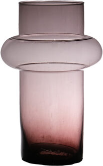 Hakbijl glass Bloemenvaas Luna - transparant mauve - eco glas - D19 x H30 cm - cilinder vaas