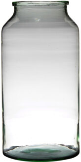 Hakbijl glass Bloemenvaas melkbus vaas - gerecycled glas - transparant - D22 x H42 cm