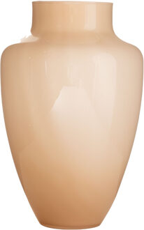 Hakbijl glass Bloemenvaas Olaf - Beige/geel - glas - D21 x H30 cm - decoratie