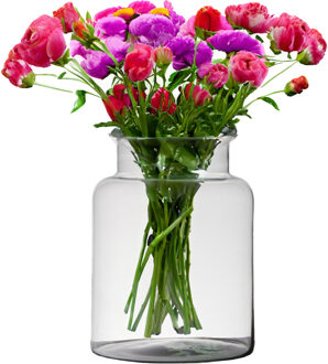 Hakbijl glass bloemenvaas - transparant - 19 x 25 cm - glas - melkbus model