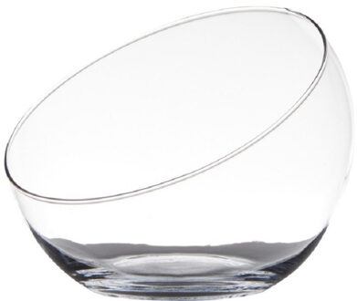 Hakbijl glass Bolvaas schuine/halve schaal - gerecycled glas - D20 x H17 cm
