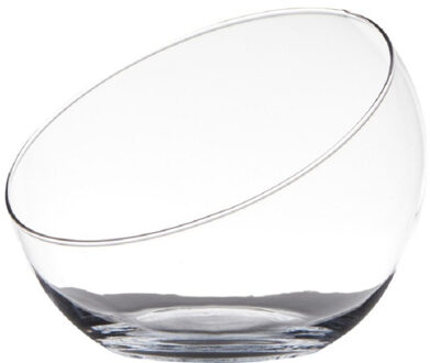 Hakbijl glass Bolvaas schuine schaal - gerecycled glas - D20 x H17 cm - Vazen Transparant