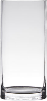 Hakbijl glass Cilinder Design Bloemenvaas - transparant - glas - 12 x 30 cm - boeketten/bloemen/siertakken