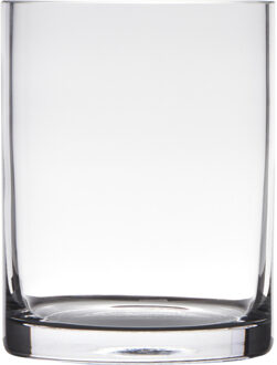 Hakbijl glass Glazen bloemen cylinder vaas/vazen 15 x 12 cm transparant - Vazen