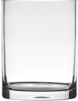 Hakbijl glass Glazen bloemen cylinder vaas/vazen 15 x 12 cm transparant - Vazen