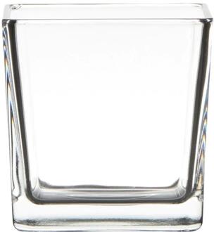 Hakbijl glass Glazen vaas kubus 10x10x10cm transparant