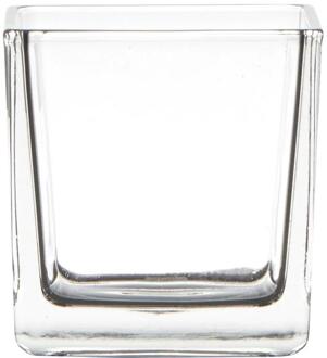 Hakbijl glass Glazen vaas kubus 8x8x8cm transparant