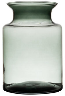 Hakbijl glass Grijze/transparante melkbus vaas/vazen van glas 20 cm