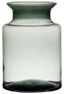 Hakbijl glass Grijze/transparante melkbus vaas/vazen van glas 20 cm