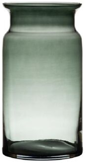 Hakbijl glass Grijze/transparante melkbus vaas/vazen van glas 29 cm - Vazen Grijs