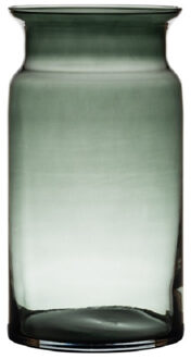 Hakbijl glass Grijze/transparante melkbus vaas/vazen van glas 29 cm
