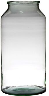Hakbijl glass Hakbijl glas Bloemenvaas melkbus vaas - gerecycled glas - transparant - D22 x H42 cm - Vazen