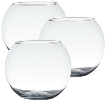 Hakbijl glass Hakbijl glas Waxinelichthouder - Voordeelset van 3x stuks - transparante kaarsenhouder - 7 x 9 cm