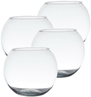 Hakbijl glass Hakbijl glas Waxinelichthouder - Voordeelset van 4x stuks - transparante kaarsenhouder - 7 x 9 cm