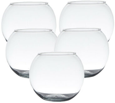 Hakbijl glass Hakbijl glas Waxinelichthouder - Voordeelset van 5x stuks - transparante kaarsenhouder - 7 x 9 cm