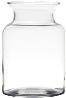 Hakbijl glass Melkbus bloemenvaas van glas - H20 x D14 cm - Bloemen/takken/boeketten