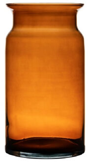 Hakbijl glass Oranje/transparante melkbus vaas/vazen van glas 29 cm
