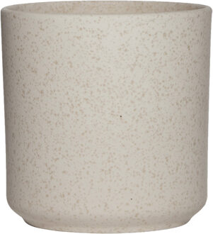 Hakbijl glass Plantenpot/bloempot Cindy - wit - keramiek - cilinder - D13 x H13 cm
