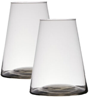 Hakbijl glass Set van 2x stuks transparante home-basics vaas/vazen van glas 24 x 17 cm Donna