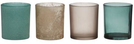 Hakbijl glass Theelichthouderset 4-delig Ø8xh9cm blauw