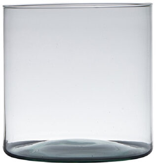 Hakbijl glass Transparante home-basics cilinder vorm vaas/vazen van gerecycled glas 30 x 19 cm