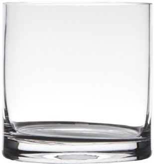 Hakbijl glass Transparante home-basics cilinder vorm vaas/vazen van glas 15 x 15 cm