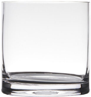 Hakbijl glass Transparante home-basics cilinder vorm vaas|vazen van glas 15 x 15 cm