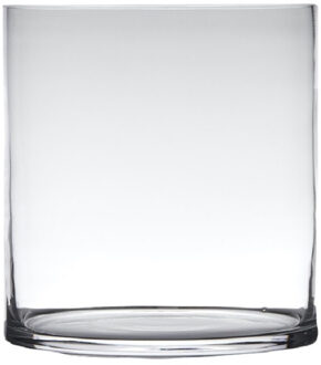 Hakbijl glass Transparante home-basics cilinder vorm vaas/vazen van glas 30 x 25 cm