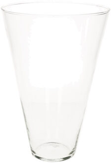 Hakbijl glass Transparante home-basics conische vaas/vazen van glas 30 x 19 cm - Vazen